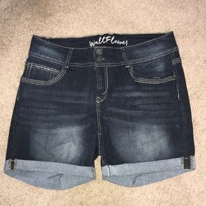 dark wash denim bermuda shorts